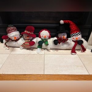 Vintage Snowman Mantle Holiday Decor Set